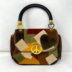 Moschino Brown Olive Green Patchwork Bag NWT
